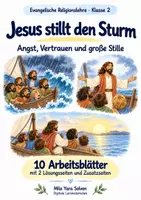 Vorschau - Arbeitsblätter - Jesus stillt den Sturm | Religion Klasse 2 Arbeitsblätter | Evangelische Religionslehre | 10 Arbeitsblätter als PDF - Deckblatt