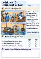 Vorschau - Arbeitsblätter - Jesus stillt den Sturm | Religion Klasse 2 Arbeitsblätter | Evangelische Religionslehre | 10 Arbeitsblätter als PDF - Seite 1