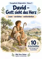 Vorschau - Arbeitsblätter - David – Gott sieht das Herz | Religion Klasse 3 Arbeitsblätter | Evangelische Religionslehre | 10 Arbeitsblätter als PDF - Deckblatt