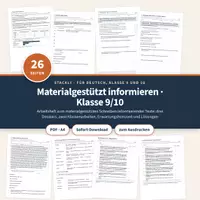 Vorschau - Unterrichtsreihen - Materialgestütztes Schreiben informierender Texte Klasse 9/10 – Reihe, Arbeiten - Deckblatt