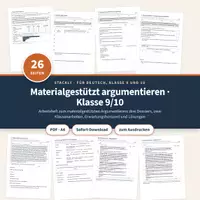 Vorschau - Unterrichtsreihen - Materialgestütztes Argumentieren Klasse 9/10 – Reihe, Klassenarbeiten, Lösungen - Deckblatt