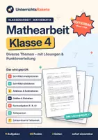 Vorschau - Arbeitsblätter - Mathe Klasse 4 Lernzielkontrolle – Multiplikation, Division, Größen, editierbar + Lösung, Arbeit - Deckblatt