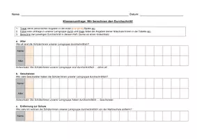 Vorschau - Arbeitsblätter - Durchschnittsberechnung - Merkblatt als Lückentext und Klassenumfrage zur Übung - Seite 2