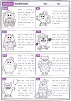 Vorschau - Arbeitsblätter - Englisch - Read and Colour "Monsters" (Lesefähigkeit fördern) - Seite 1