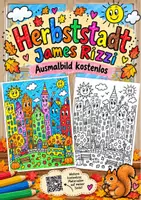Vorschau - Mal- und Bastelvorlagen - Ausmalbild Herbst James Rizzi Herbststadt kostenlos - Deckblatt
