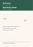 Vorschau - Arbeitsblätter - Wörtliche Rede: Satzzeichen sicher setzen - Deckblatt