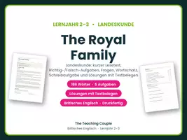 Vorschau - Arbeitsblätter - The Royal Family – Landeskunde Englisch - Deckblatt