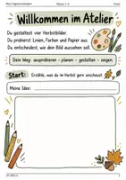 Vorschau - Stundenentwürfe - Herbst-Kunst – Kürbis, Eichel, Blätter & Pilze | Kunst Klasse 1–4 | Zeichnen, Collage & Frottage - Seite 1