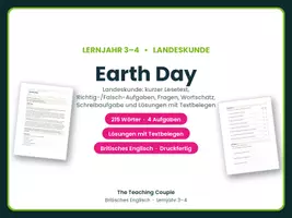 Vorschau - Arbeitsblätter - Earth Day – Landeskunde Englisch - Deckblatt