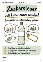 Vorschau - Stundenentwürfe - Zuckersteuer – Soll Limo teurer werden? | Politik AV/BFS/BK | Pro & Contra, Rechnen und Urteil - Deckblatt