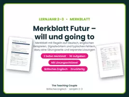 Vorschau - Arbeitsblätter - Merkblatt Futur Englisch will/going to - Deckblatt