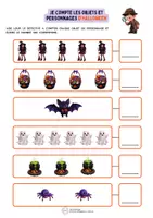 Aperçu - Feuilles d'exercices - Halloween – Je compte les objets et personnages - Page 1
