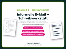 Vorschau - Arbeitsblätter - Informelle E-Mail schreiben Englisch - Deckblatt