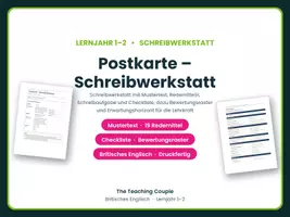 Vorschau - Arbeitsblätter - Postkarte schreiben Englisch Klasse 5/6 - Deckblatt