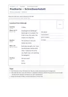Vorschau - Arbeitsblätter - Postkarte schreiben Englisch Klasse 5/6 - Seite 1