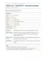 Vorschau - Arbeitsblätter - About me Steckbrief Englisch Klasse 5/6 - Seite 1