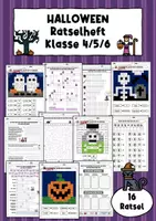 Vorschau - Arbeitsblätter - Rätsel Halloween 16 ABs Klasse 4-5-6 Mathe Englisch Deutsch DaZ Rätselheft - Deckblatt