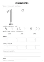 Vista previa - Hojas de trabajo - Mis números del 1 al 20 · Escribo, identifico y asocio - página 2