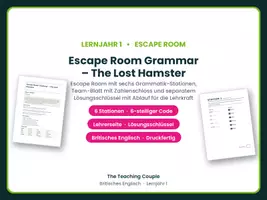 Vorschau - Stationenlernen - Escape Room Grammatik Englisch Klasse 5 - Deckblatt