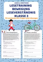 Vorschau - Stundenentwürfe - Leseverständnis Bewegung – Klasse 3 | 10 Lesetexte - Deckblatt