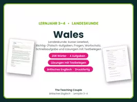 Vorschau - Arbeitsblätter - Wales – Landeskunde Englisch Klasse 7/8 - Deckblatt