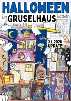 Vorschau - Arbeitsblätter - Halloween Gruselhaus basteln / DIY Spukhaus / Geist / Herbst - Deckblatt