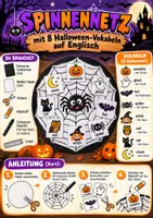 Vorschau - Arbeitsblätter - Halloween bilingual Klasse 3–4 – Basteln und Englisch: Skelett, Kürbis und Spinnennetz - Seite 1
