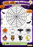 Vorschau - Arbeitsblätter - Halloween bilingual Klasse 3–4 – Basteln und Englisch: Skelett, Kürbis und Spinnennetz - Seite 2