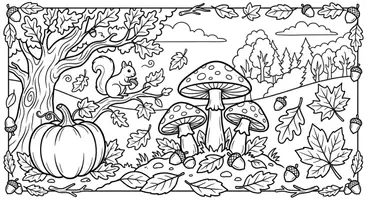 Vorschau - Poster - Freebie Wimmelbild Herbst zum Ausmalen - Seite 1