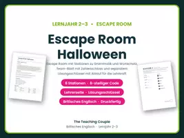 Vorschau - Stationenlernen - Escape Room Halloween Englisch Klasse 6/7 - Deckblatt