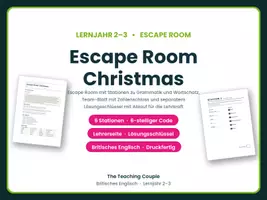 Vorschau - Stationenlernen - Escape Room Weihnachten Englisch - Deckblatt
