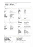 Vorschau - Arbeitsblätter - Schule – Wortschatz Englisch mit Übungen - Seite 1