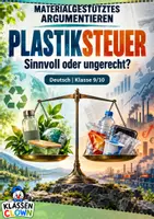 Vorschau - Arbeitsblätter - Materialgestütztes Schreiben Plastiksteuer Klasse 9 10 - Deckblatt