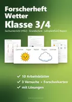 Vorschau - Arbeitsblätter - Wetter Klasse 3/4 – Forscherheft Sachunterricht mit Thermometer, Regenmesser, Wetterbeobachtung, Versuchen und Lösungen (HSU) - Deckblatt
