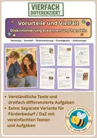 Vorschau - Unterrichtsreihen - Vorurteile und Vielfalt: Stereotyp, Diskriminierung, Zivilcourage – Ethik/Politik Klasse 7/8 - vierfach differenziert inkl. eigener Förderversion / DaZ-Version | Realschule, Gesamtschule, Gemeinschaftsschule, Oberschule - Deckblatt
