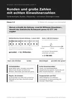 Vorschau - Arbeitsblätter - Runden und große Zahlen Klasse 5 mit echten Einwohnerzahlen - Deckblatt
