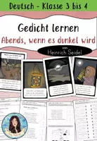 Vorschau - Arbeitsblätter - Gedicht lernen - "Abends, wenn es dunkel wird" von Heinrich Seidel (Herbstgedicht) - Deckblatt