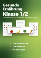 Vorschau - Arbeitsblätter - Gesunde Ernährung Klasse 1/2 – Arbeitsheft Sachunterricht mit Ernährungspyramide, Bildkarten und Lösungen (HSU) - Deckblatt
