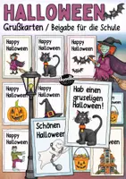 Vorschau - Mal- und Bastelvorlagen - Halloween Grußkarten / Grußkärtchen / Grüße (deutsch / englisch) - Deckblatt