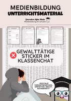 Vorschau - Arbeitsblätter - Gewalttätige Sticker im Klassenchat - Deckblatt
