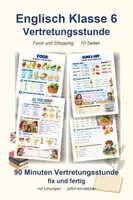Vorschau - Arbeitsblätter - Englisch Klasse 6 Vertretungsstunde - Food und Shopping - Deckblatt