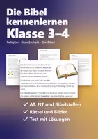 Vorschau - Arbeitsblätter - Die Bibel kennenlernen Religion Klasse 3/4 – Altes und Neues Testament, Bibelstellen finden, Arbeitsblätter und Test - Deckblatt