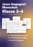 Vorschau - Arbeitsblätter - Jesus begegnet Menschen Religion Klasse 2–4 – Zachäus, Speisung, Sturmstillung, verlorenes Schaf mit Arbeitsblättern - Deckblatt