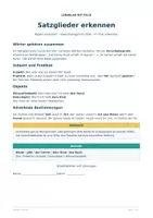Vorschau - Arbeitsblätter - Satzglieder erkennen | Arbeitsblätter mit Lösungen - Deckblatt