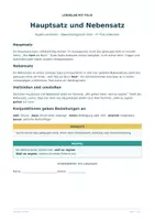 Vorschau - Arbeitsblätter - Hauptsatz und Nebensatz | Arbeitsblätter mit Lösungen - Deckblatt