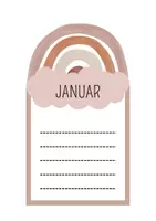 Vorschau - Mal- und Bastelvorlagen - Geburtstagskalender Klassenzimmer Boho Stil Beige Design - Seite 1