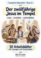 Vorschau - Arbeitsblätter - Der zwölfjährige Jesus im Tempel | Religion Klasse 3 Arbeitsblätter | Evangelische Religionslehre | 10 Arbeitsblätter als PDF - Deckblatt