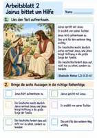 Vorschau - Arbeitsblätter - Jesus hilft der Tochter des Jairus | Religion Klasse 3 Arbeitsblätter | Evangelische Religionslehre | 10 Arbeitsblätter als PDF - Seite 2