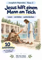 Vorschau - Arbeitsblätter - Jesus hilft einem Mann am Teich | Religion Klasse 3 Arbeitsblätter | Evangelische Religionslehre | 10 Arbeitsblätter als PDF - Deckblatt