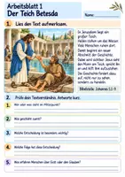 Vorschau - Arbeitsblätter - Jesus hilft einem Mann am Teich | Religion Klasse 3 Arbeitsblätter | Evangelische Religionslehre | 10 Arbeitsblätter als PDF - Seite 1